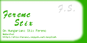 ferenc stix business card